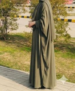 Abaya de Diseño Turco en Tendencia para Mujer, Chifón, Lino, Satén, Largo hasta el Tobillo, Mangas Extra Largas, Cuello Holgado, Color Sólido, Transpirable - Product Image 6