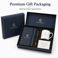 Coffret Cadeau d'Appréciation pour Clients d'Entreprise : Carnet A5, Stylo Métallique, Tasse en Céramique, Carte de Remerciement, Boîte Cadeau avec Emballage Personnalisé du Logo