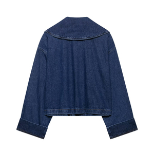 Chaqueta de mezclilla ligera para mujer, tejida, informal, de mezcla de algodón, transpirable, de manga larga, proveedor de fábrica OEM ODM personalizado - Product Image 3
