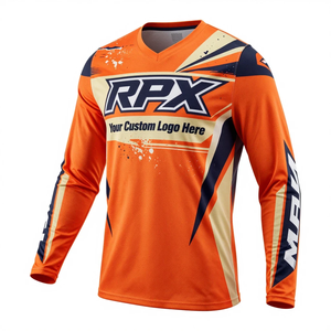 Maillot de motocross RPX avec logo personnalisé, manches longues, orange, polyester, séchage rapide, vêtements de course pour hommes adultes, toutes saisons - Product Image 2