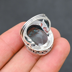 Magnifique bague tendance en topaze bleue, en argent sterling 925 massif, bijoux faits à la main, vente en gros directe usine - Product Image 4