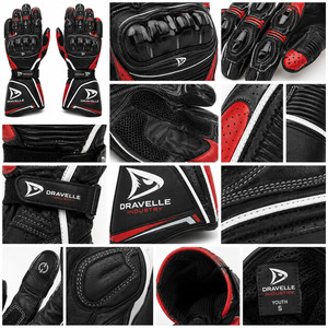 Guantes de Carreras de Cuero Genuino con Protección de Palma de Fibra de Carbono, Cierre Transpirable de Velcro, Unisex para Motociclismo - Product Image 6