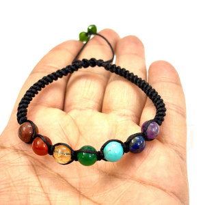 Adjustable Black Cord 7 Chakra <b>Bracelet</b> Yoga Meditation Healing <b>Crystal</b> Beads Handmade Spiritual Jewelry for Women Men - Product Image 1