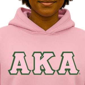 Sudadera con Capucha AKA con Letras Griegas, Sudadera de Felpa Premium, Ropa Personalizada para Hermandades, Sudadera Informal con Capucha para Mujer, Rosa Claro - Product Image 6