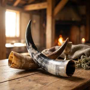 Corne à boire polie de style médiéval avec support, coupe de banquet viking, corne de vache véritable, idéale pour la bière et le vin - Product Image 4