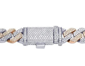 Luxury Two Tone Moissanite Cuban Link <b>Chain</b> Necklace <b>Iced</b> <b>Out</b> Hip Hop Jewelry Bold Statement Shine Design Gift - Product Image 2