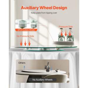 Plato Giratorio de Vidrio Templado de 24 Pulgadas para Mesas de Comedor, 6 Ruedas Giratorias, Rotación Suave y Silenciosa de 360 Grados, para la Familia - Product Image 5