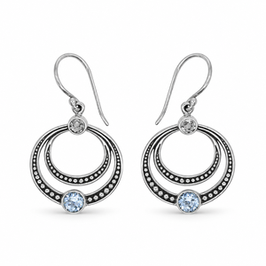 Pendientes Finos Facetados de Topacio Azul Natural en Plata de Ley 925, BER-34, Joyería India Personalizada OEM ODM de Marca Privada para Mujer - Product Image 1