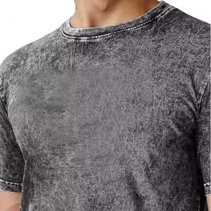 OEM Low MOQ Wholesale Men's Cotton Vintage Acid Wash T Shirts Casual Blank Oversized O Neck Tee Plus Size High Street Man Shirts - Product Image 3