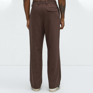 Custom Formal Brown <b>Men</b> High Waist Pleated Wide Leg <b>Trousers</b> Smart Casual Brown Woven Pants Button Closure <b>Baggy</b> <b>Men</b> Dress Pants - Product Image 2