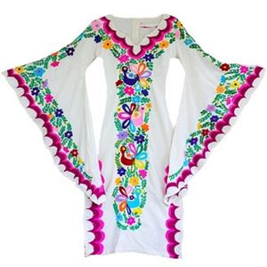 Moderno Boho Chic tejido Digital Maxi Vestido Mujer lujo colocación bordado Batwing manga suelta algodón Casual verano XL tamaño - Product Image 5