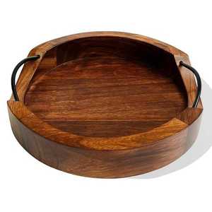 Plateau de service en bois naturel de luxe, fait main, en bois massif, pour table à manger et cuisine, à prix avantageux - Product Image 6