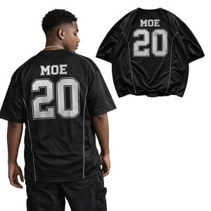 เสื้อเจอร์ซีย์อเมริกันฟุตบอลผู้ชายแฟชั่นทันสมัย ผ้าโพลีเอสเตอร์ตาข่ายสีดำ พิมพ์ลายตัวเลขขนาดใหญ่ สไตล์สตรีทแวร์ ขายส่ง รับผลิตแบบ OEM - Product Image 1