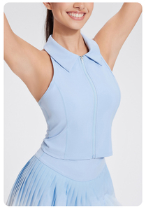 Ensemble de sport 2 pièces de haute qualité pour femme - Débardeur court athlétique et jupe de golf avec col polo - Product Image 4