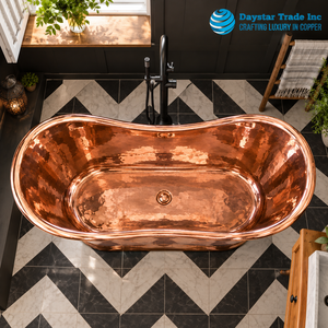 Baignoire ovale autoportante de luxe en cuivre Daystar Trade, faite à la main, pour une immersion profonde, durable, écologique, design traditionnel indien - Product Image 3