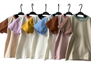 Short-Sleeve Shoulder T-Shirt for Boys Girls <b>Spring</b> Casual Kids Wear Cute Loose Solid Pattern Knitted 100% Cotton - Product Image 6