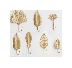 Set Of 6 Leaf Design <b>Hook</b> With Prime Quality Gold Color Metal <b>Hook</b> For Towel Hanging Wall <b>Hook</b> By Home Arts - Product Image 4