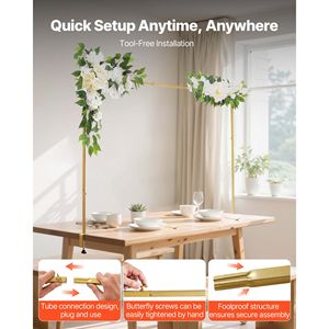 Supports de table réglables pour centres de table de mariage, longueur de 28 à 98 pouces, hauteur de 13 à 42 pouces, avec pinces et accessoires floraux - Product Image 4