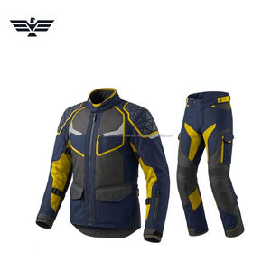Combinaison de moto unisexe, veste et pantalon, manches longues, bleu jaune, coupe-vent, séchage rapide, respirante, couleurs contrastées, toutes saisons, vêtements de course - Product Image 1