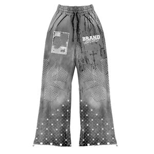Survêtement zippé pour homme le plus vendu, en coton 100% French Terry, délavé à l'acide, orné de strass, effet vieilli, avec pantalon de survêtement ample - Product Image 6