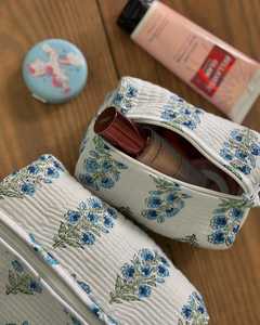 Quilted Cotton Beauty/Travel Pouches Set 3 <b>Makeup</b> Storage Zipper Bags Hand printed Bags Pouch Jewelry Toiletry Shaving Cotton - Product Image 6