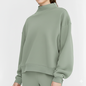 Sudaderas de Felpa de Algodón de Alta Calidad, Cuello Alto, Corte Holgado, Manga Larga, Logotipo Bordado Personalizado, Ropa para Mujer - Product Image 4