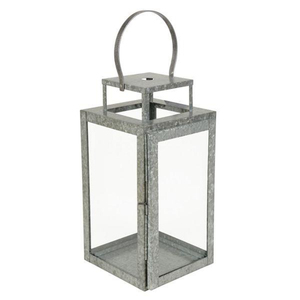 Vintage Galvanized Metal Lantern <b>Silver</b> Candle Lantern Antique Hurricane <b>Lamp</b> Decorative Table Centerpiece for Home & Garden - Product Image 2