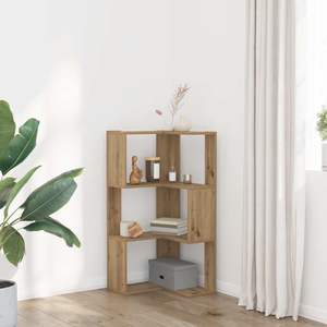 Librería esquinera de 3 niveles Artisan Oak, 19.7x19.7x40.2 pulgadas, madera de ingeniería, 19.7x19.7x40.2 pulgadas, madera de ingeniería - Product Image 3