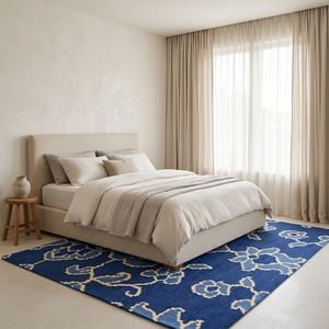 พรมขนสัตว์สีน้ำเงินโคบอลต์ ไอวอรี่ DECORDEC  แบบหนานุ่ม  รักษาสิ่งแวดล้อม  กันลื่น  ทันสมัย สำหรับห้องนั่งเล่น ห้องนอน โรงแรม - Product Image 3