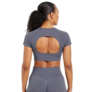 Women Seamless Crop <b>Tank</b> <b>Top</b> raglan Short Sleeve Yoga <b>Top</b> Breathable Quick Dry Fitness Gym Activewear - Product Image 2
