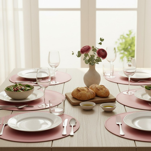 Reusable Pink Fabric Round Placemat Cotton Dining <b>Table</b> <b>Mat</b> for Restaurant Hotel Cafe and Home Decor Low MOQ - Product Image 3