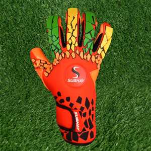 Elite Professional Hybrid Goalkeeper <b>Gloves</b> Orange 4mm Contact Latex High <b>Grip</b> Soccer Goalie <b>Gloves</b> Hook Loop Closure Custom - Product Image 3