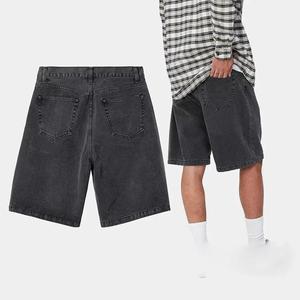 Custom Men's <b>High</b> <b>Waist</b> Denim <b>Shorts</b> with Embroidered Logo Casual Vintage Wash Distressed Jorts Denim <b>Short</b> For Men - Product Image 2