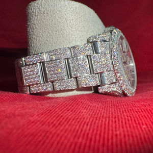 Reloj de Lujo para Hombre, Completamente Adornado con Moissanita, Personalizado, de Acero Inoxidable, Estilo Hip Hop, con Diamantes y Visualización de Fecha - Product Image 1