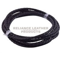 Cordon en cuir tressé noir de 4 mm en gros, plaqué argent 925, pour la fabrication de bracelets à breloques en corde véritable de qualité supérieure, fournitures de bijoux DIY
