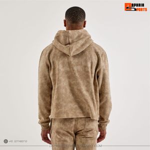 Sweat-shirt à capuche en polaire pour homme avec motif à pois effet délavé, coupe classique, vêtement d'hiver décontracté unisexe - Product Image 2
