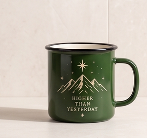 Wholesale Retro Style Iron Enamel <b>Coffee</b> <b>Mug</b> Camping Teacup Featuring Mountain Starry Night Quote Design <b>Portable</b> Lightweight - Product Image 1