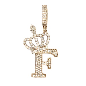 Colgante de letra F inicial Unisex de moda Colgante de hip hop chapado en oro rosa Colgantes de moissanita de diseño personalizado a precio de fabricante - Product Image 1