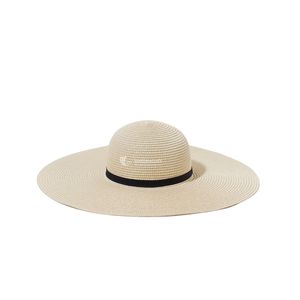 Sombrero de Paja Flexible para Mujer, Color Natural con Cinta Negra, Protección Solar para Playa, Talla 56-58CM, Vietnam - Product Image 1