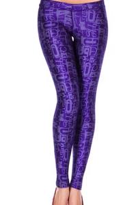 Eco-Friendly High Waist Full Length Purple Geometric <b>Print</b> Stretch Seamless Knitted Women's Sporty <b>Leggings</b> - Product Image 2