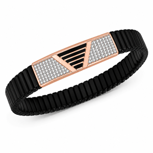 <b>Black</b> Charm Micro Insert Geometric Stretch Bracelet Men High <b>Polish</b> Luxury Wedding Party Daily Wear Gift Jewelry - Product Image 2