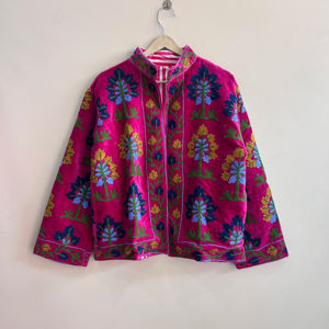 เสื้อแจ็คเก็ตปักลายซูซานี ทำมือ ผ้ากำมะหยี่ เสื้อโค้ทผู้หญิง แจ็คเก็ตซูซานี ของขวัญสำหรับเธอ - Product Image 1