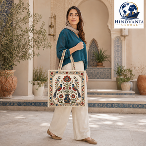 Sac fourre-tout en toile de coton à motif floral et oiseaux avec cordon de serrage, motif bohème par transfert thermique, sac à bandoulière pour les courses quotidiennes et les voyages - Product Image 6