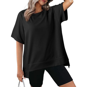 T-shirt en coton uni de haute qualité pour femmes - Product Image 1