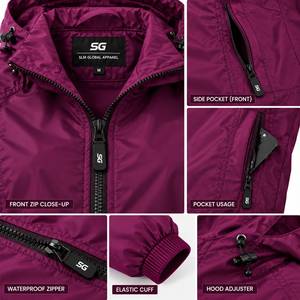 <b>Womens</b> Packable Windbreaker <b>Jacket</b> <b>Lightweight</b> <b>Hooded</b> Raincoat Outdoor Running Shell Casual Sportswear Wholesale Custom Clothing - Product Image 4