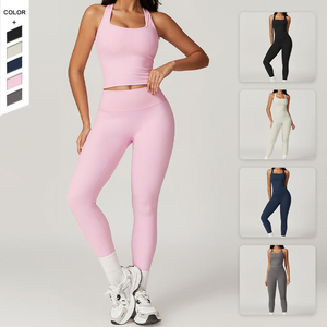 Conjunto Deportivo Personalizado para Mujer, Talla Grande, Top Corto sin Costuras con Cuello Cuadrado, Leggings, 2 Piezas, para Gimnasio, Yoga y Fitness - Product Image 4