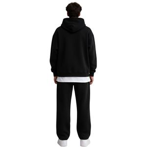Ensemble de survêtement côtelé délavé épais pour homme – Sweat-shirt décontracté en coton avec capuche à cordon – Tenue de sport tendance - Product Image 6