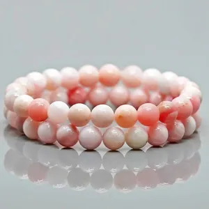 Natural Pink Opal 8mm Smooth Round AA Grade Gemstone Beads Stretch <b>Bracelet</b> <b>Healing</b> Jewelry Wholesale - Product Image 3