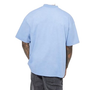 Camisetas de diseño personalizado para hombre, camiseta lisa, ropa de calle, camiseta oversize con cuello redondo acanalado, camiseta de algodón grueso para hombre - Product Image 6