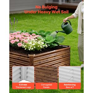 Fioriera Rettangolare Rialzata in Metallo Zincato 8x4x2 piedi, Kit Vaso da Giardino Senza Fondo per Esterni con Fondo in Plastica - Product Image 3